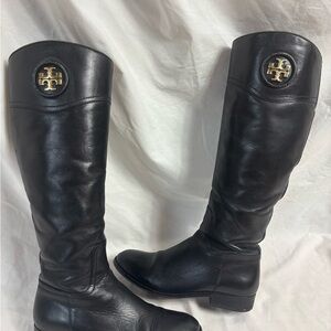 Tory Burch Black Leather Tall Riding Boots 8.5 ~